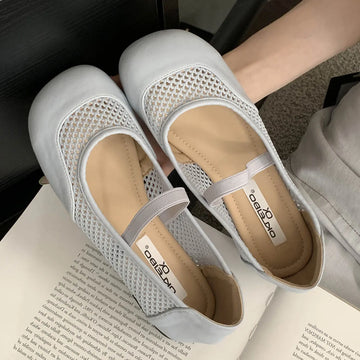 Xajzpa Spring Autumn Designer Elastic Band Mesh Women Ballet Flats Round Toe Casual Mules Shoes Zapatos De Mujer